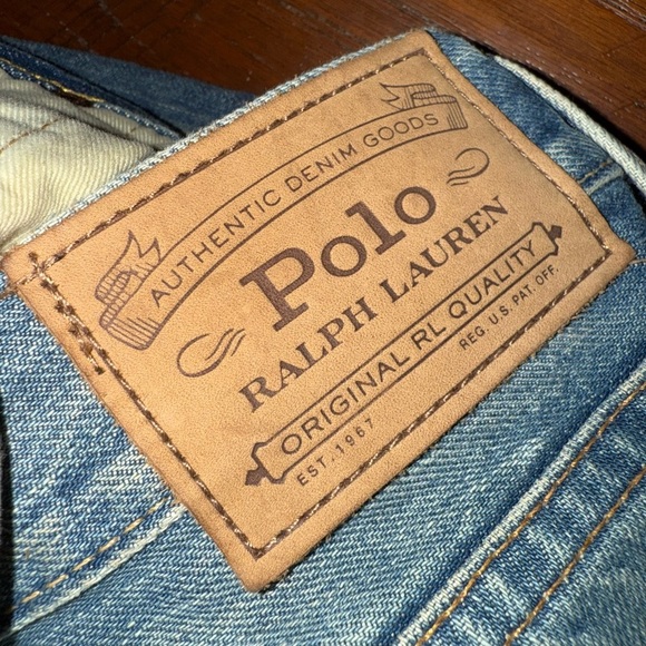 Polo By Ralph Lauren Varrick Slim Straight Koi Patchwork Distressed Jeans - Picture 9 of 14